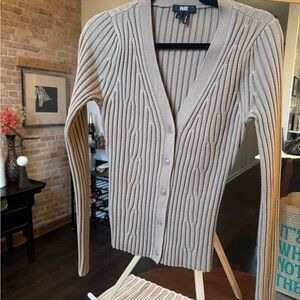 PAIGE Women's Beige Cable Knit Cardigan